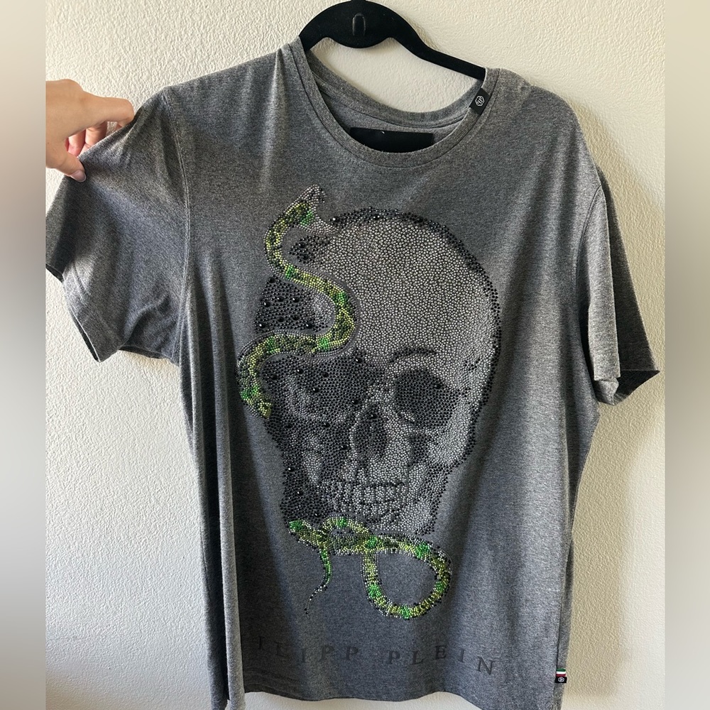 Men’s Philipp Plein rhinestone snake skull tshirt